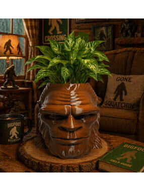 3D Printed Bigfoot Head Planter - 8 Inch - Indoor